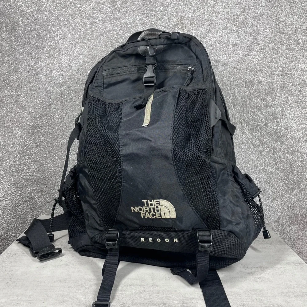 North Face Backpack Recon Black Nylon Padded Straps Outdoor Bag Tactical Hiking